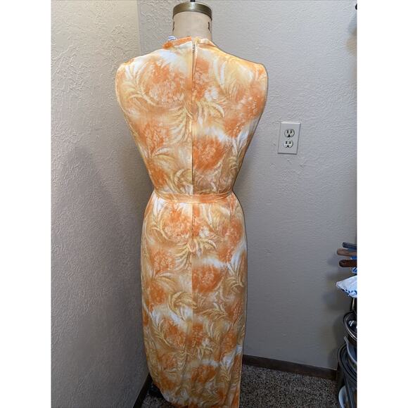 VINTAGE LADY BLAIR 70s Hostess Dress Set with Belt Maxi Sheath Pencil sz Medium - Picture 7 of 8